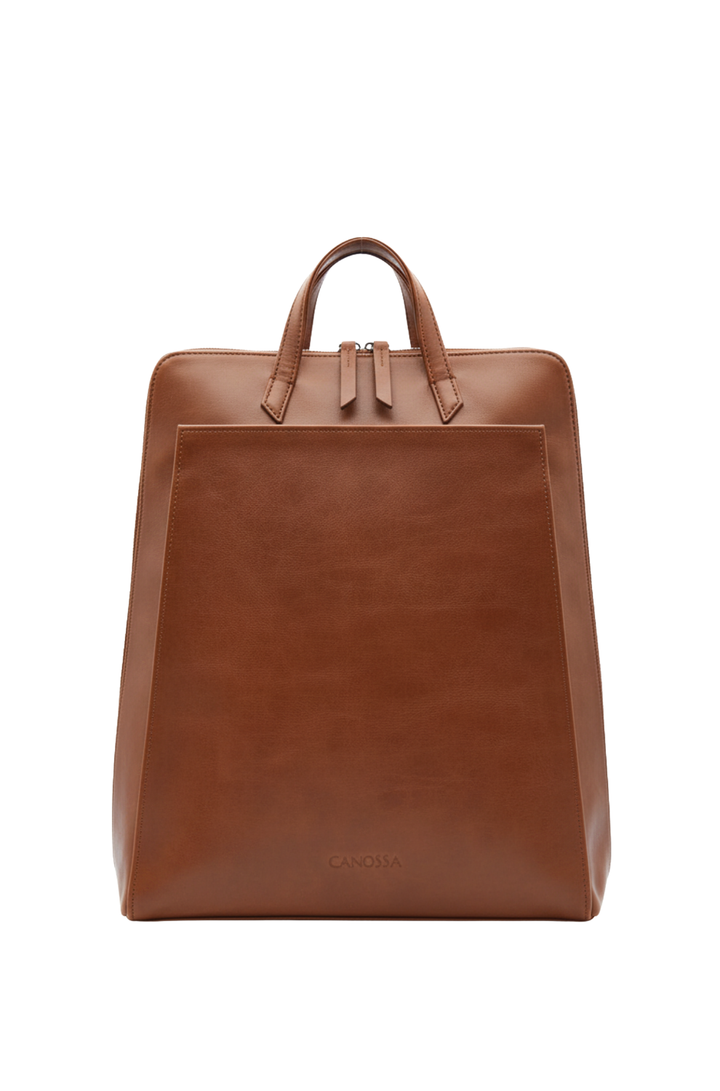 Sac à dos en cuir vegan marron pour ordinateur portable
