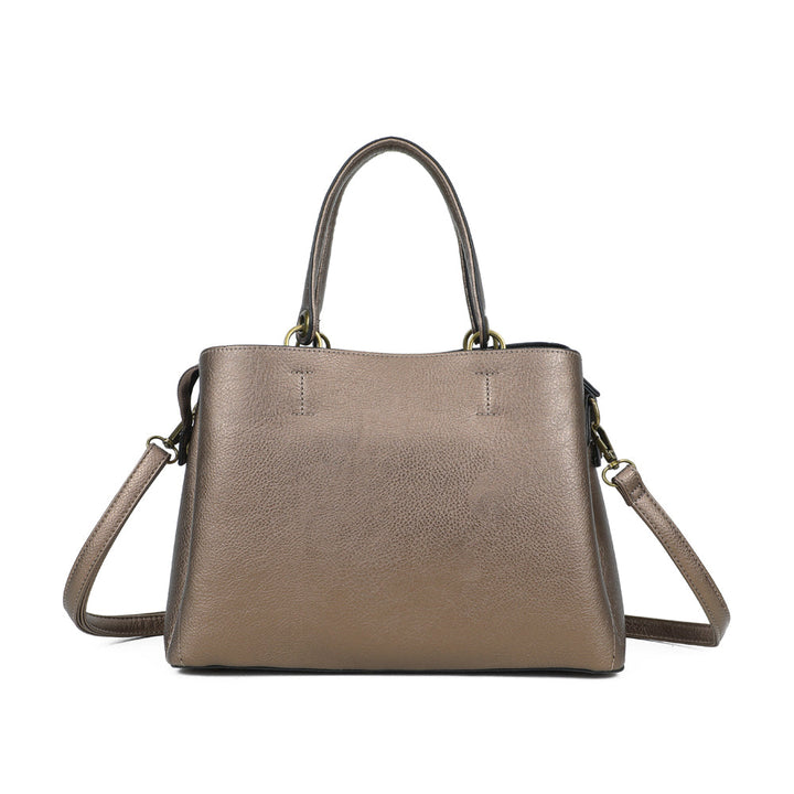 Vue de dos du sac à main sécurisé Arsayo Passiflore bronze
