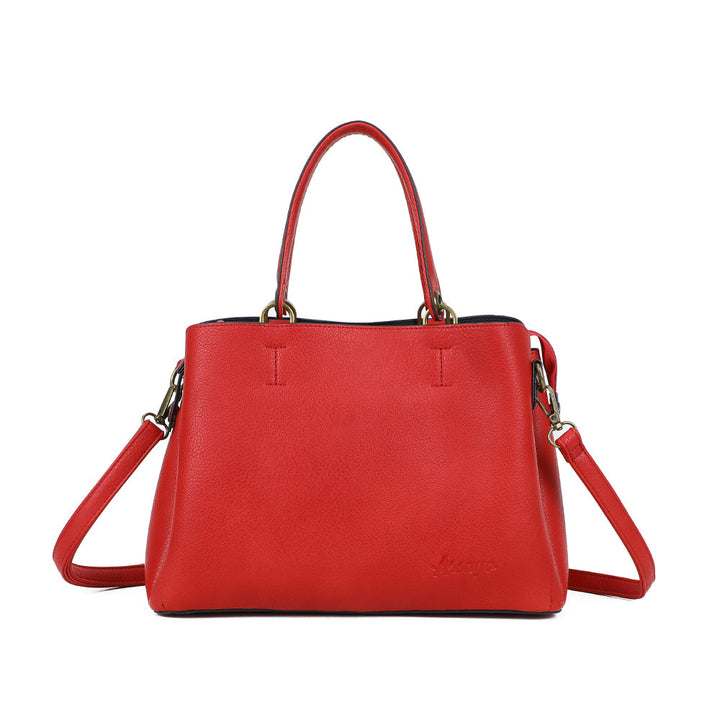 Vue de face du sac à main  rouge sécurisé Arsayo Passiflore