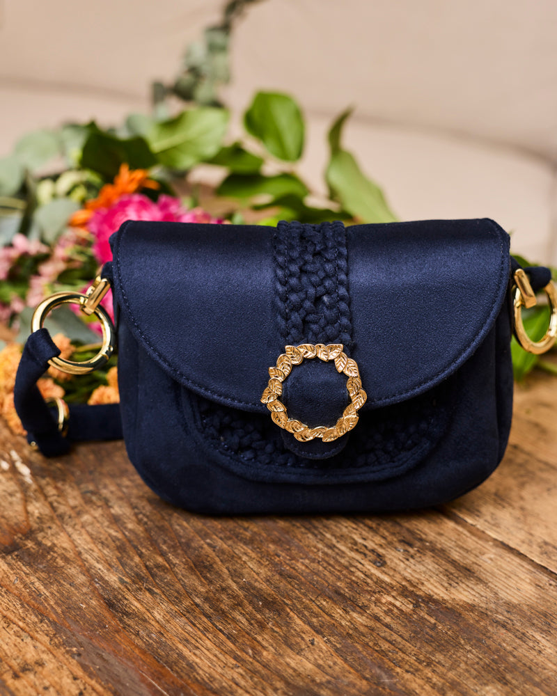 Sac à main vegan Mira Bleu Minuit Tressé de la marque Minuit sur Terre