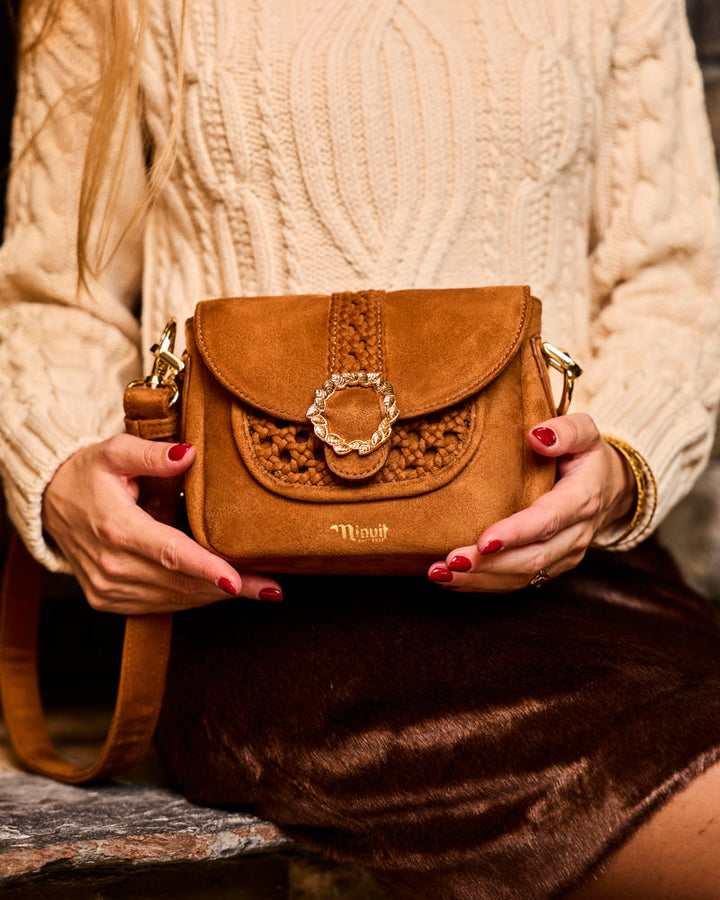 Sac à main vegan Mira Camel Tressé de la marque Minuit sur Terre