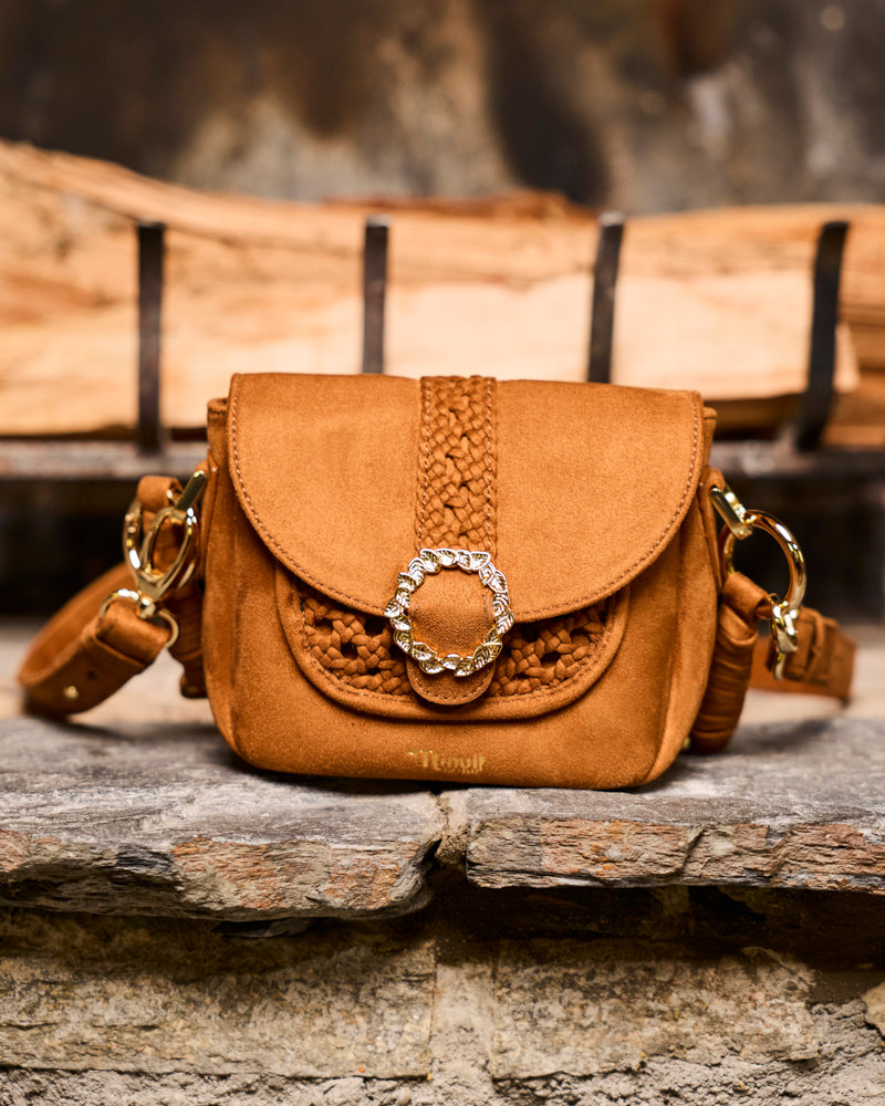 Sac à main vegan Mira Camel Tressé de la marque Minuit sur Terre