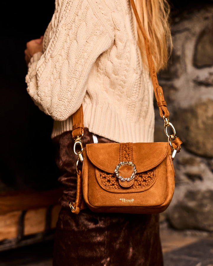 Sac à main vegan Mira Camel Tressé de la marque Minuit sur Terre