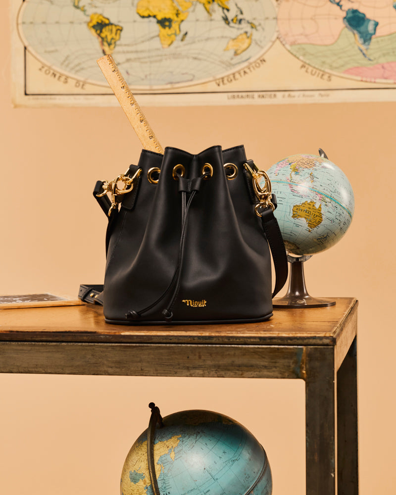 Sac à main vegan Soizic Noir Glaçé de la marque Minuit sur Terre