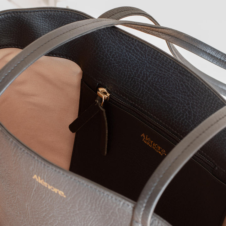 Grand sac en cuir vegan noir Alénore