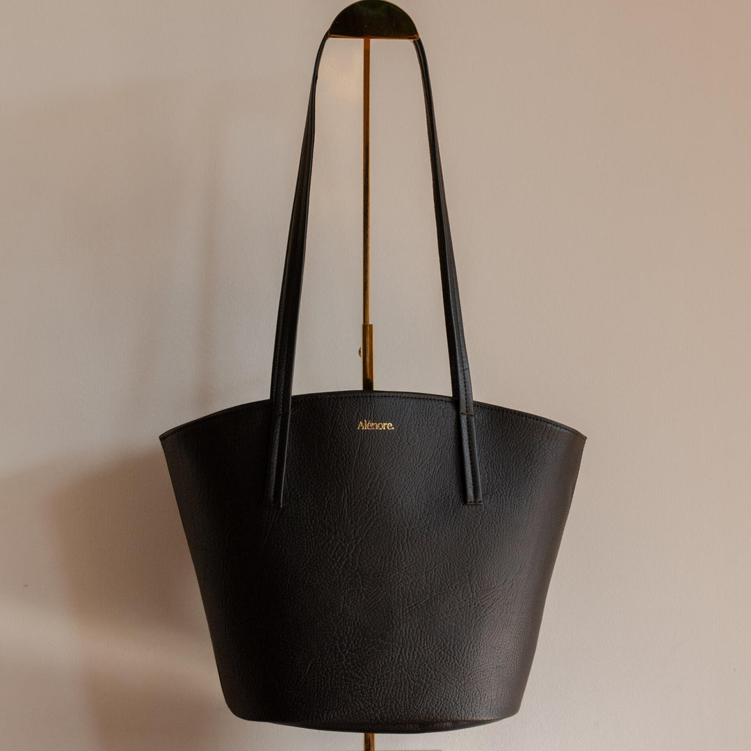 Grand sac en cuir vegan noir Alénore