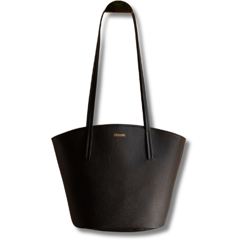 Grand sac en cuir vegan noir Alénore
