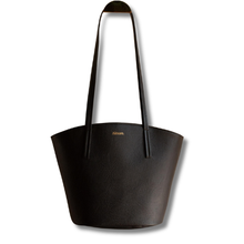 Load image into Gallery viewer, Grand sac en cuir vegan noir Alénore