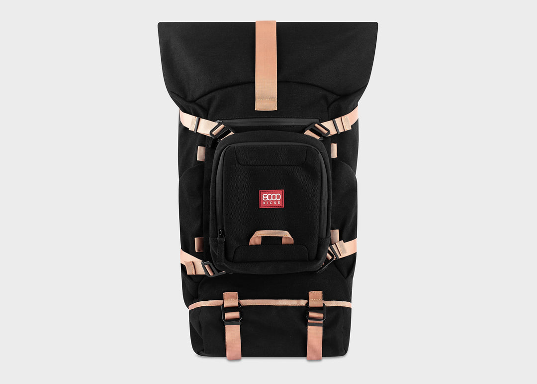 grand sac à dos de rando en chanvre noir
