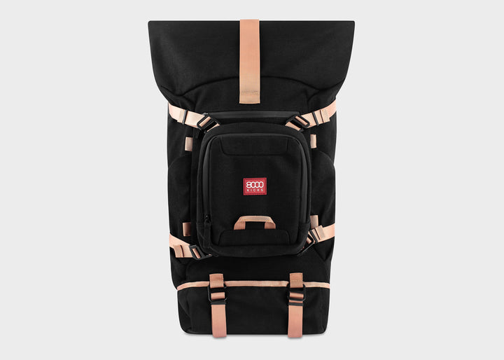 grand sac à dos de rando en chanvre noir