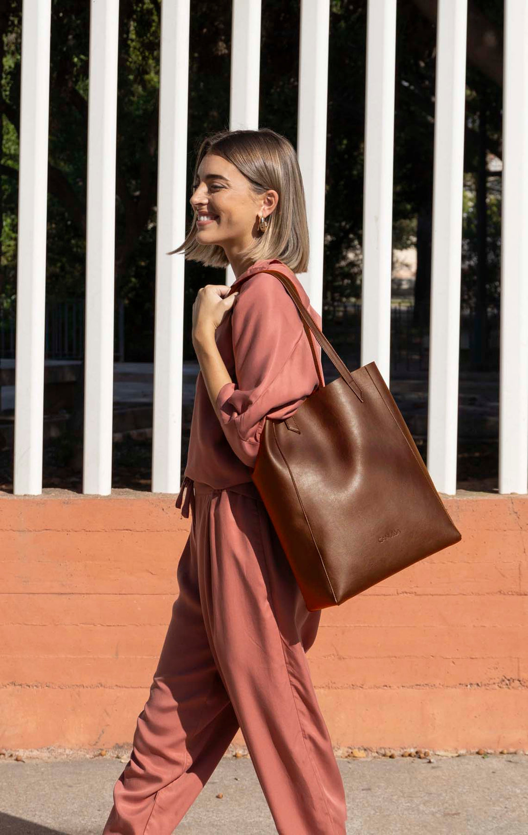 sac marron en cuir vegan
