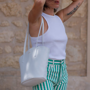 sac vegan forme cabas blanc