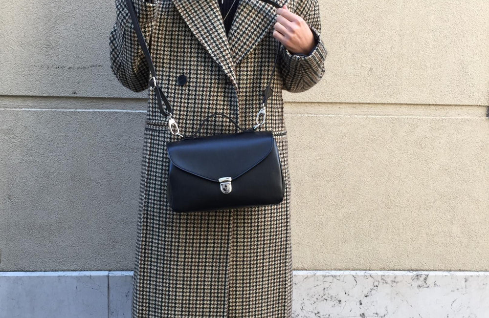 sac en cuir vegan de pomme noir