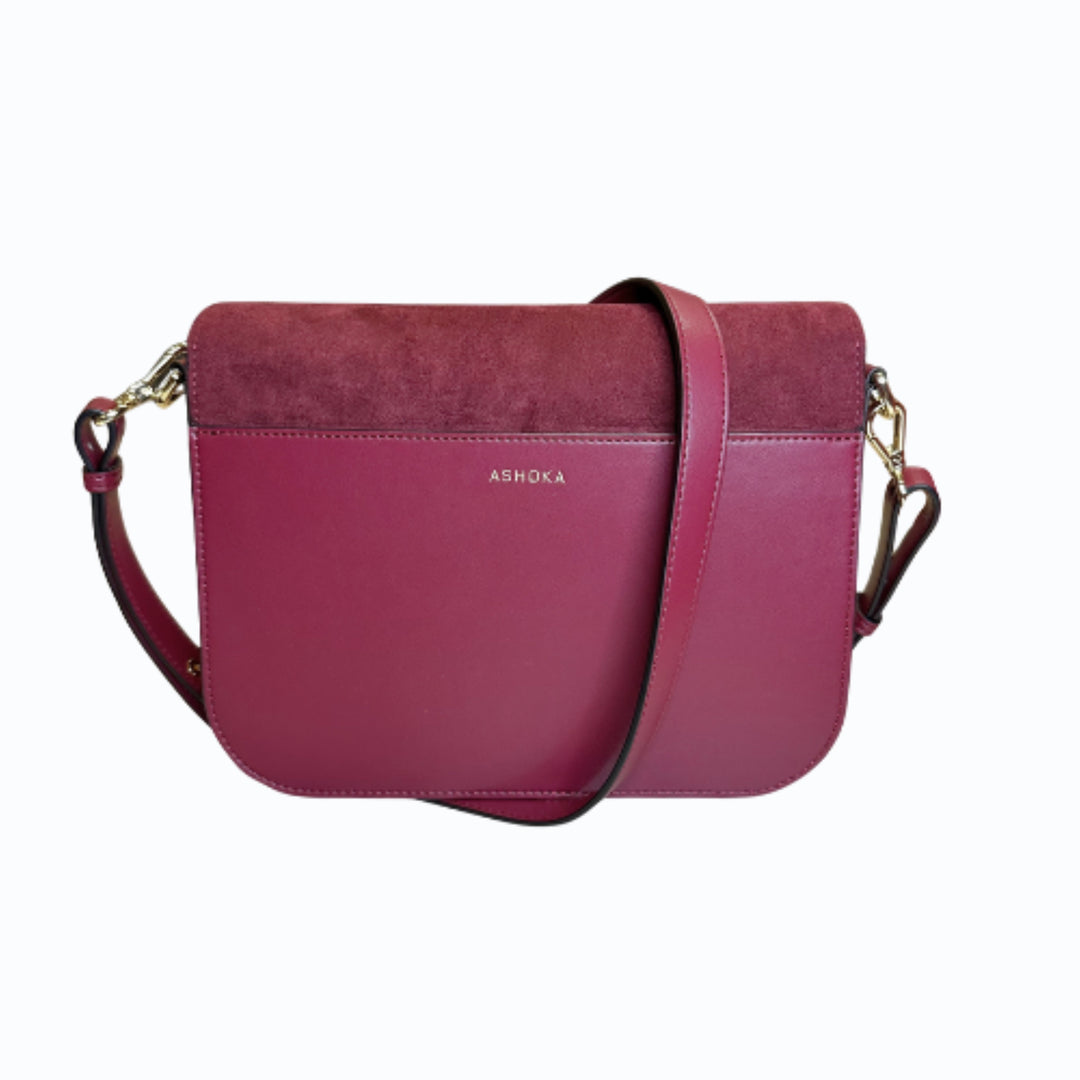 Sac à main vegan Brigitte Oxymore Bordeaux – vue arrière avec poche extérieure