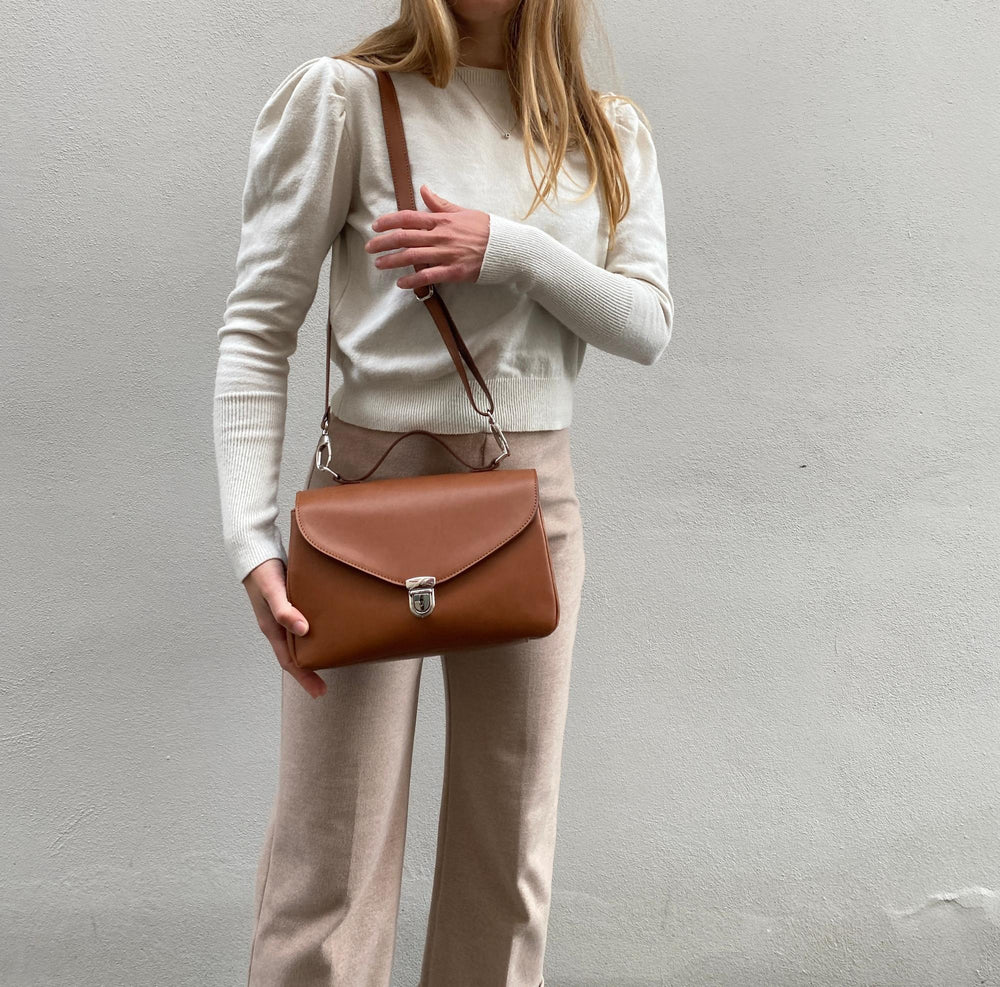Sac à main vegan en cuir vegan de pomme marron