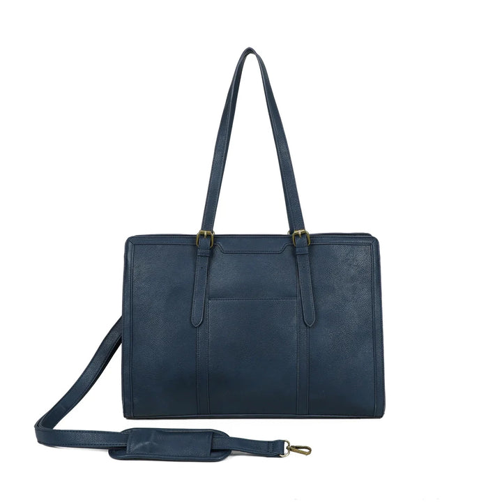 grand sac bleu en cuir vegan