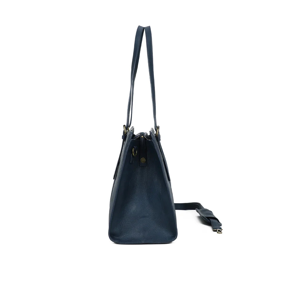 grand sac bleu en cuir vegan
