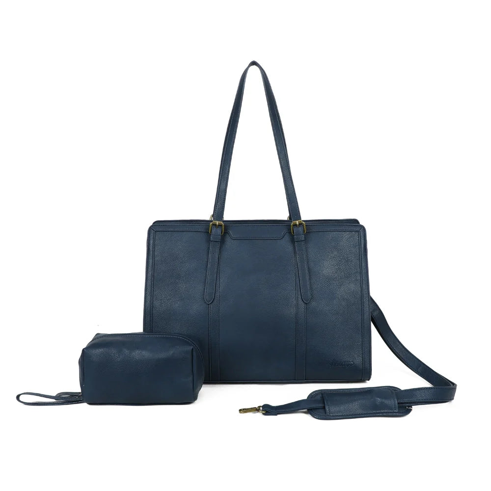 grand sac bleu en cuir vegan