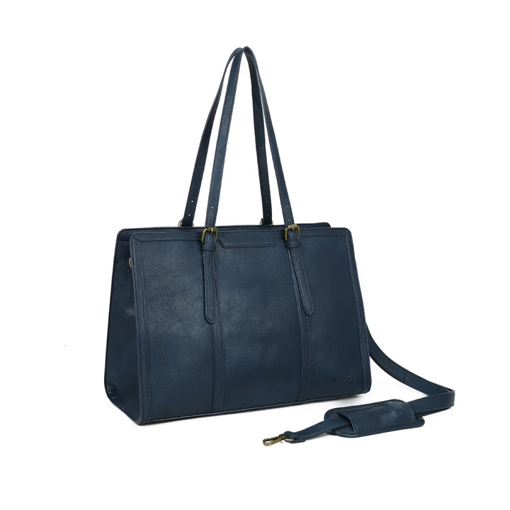 grand sac bleu en cuir vegan