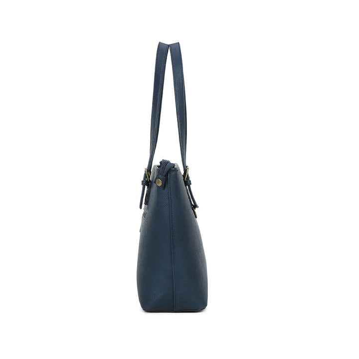 grand sac en cuir vegan bleu