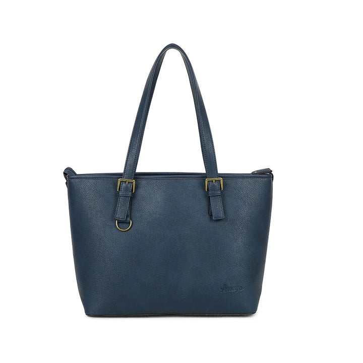 grand sac en cuir vegan bleu