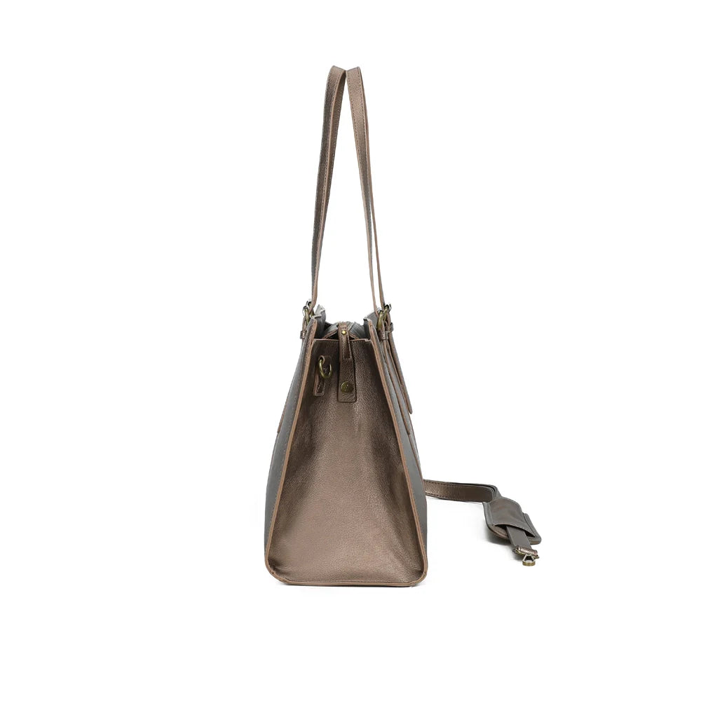 grand sac en cuir vegan couleur bronze