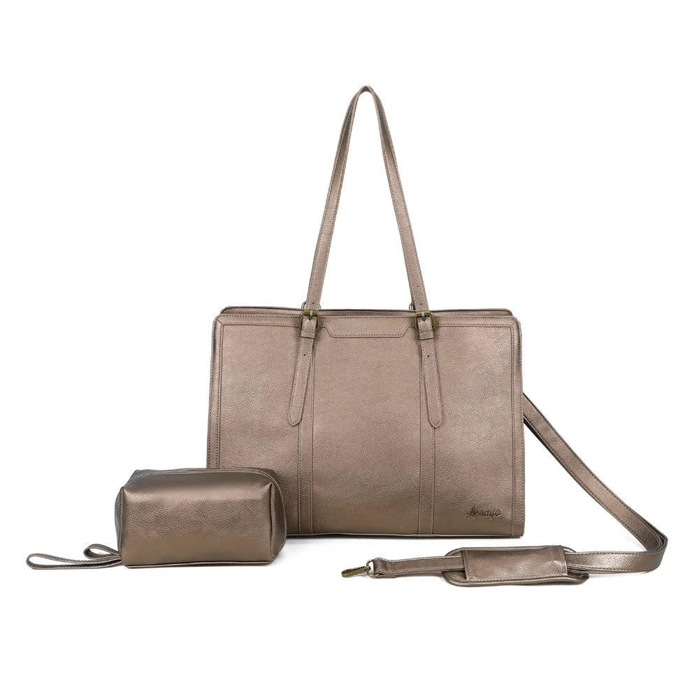 grand sac en cuir vegan couleur bronze
