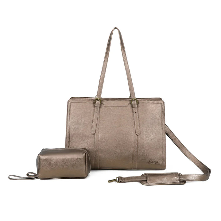 grand sac en cuir vegan couleur bronze