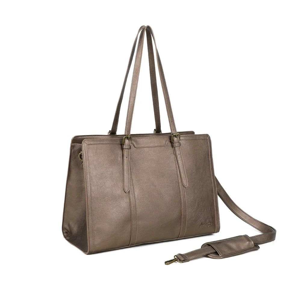 grand sac en cuir vegan couleur bronze