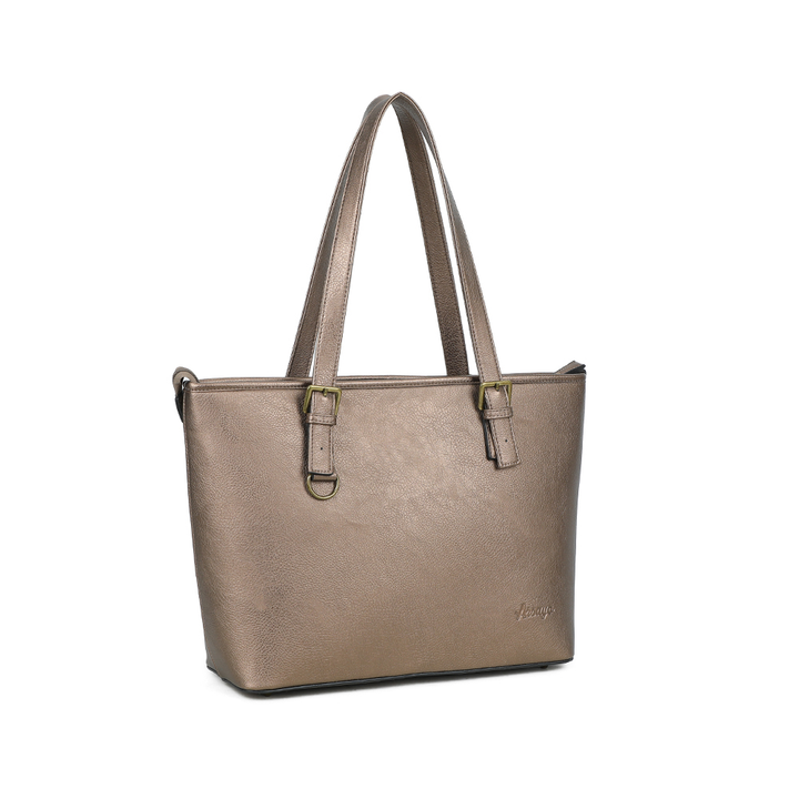 grand sac en cuir vegan couleur bronze