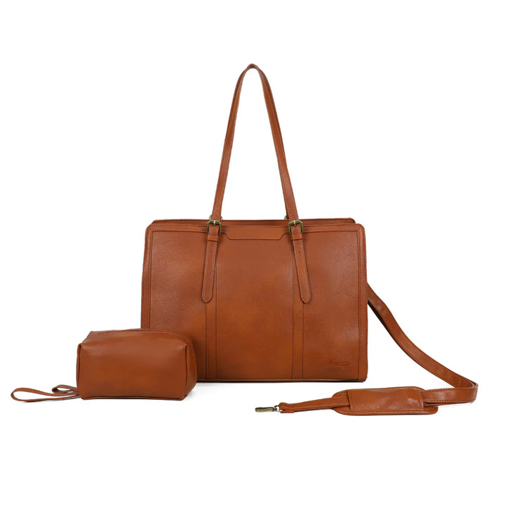 grand sac marron en cuir vegan