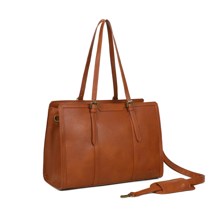 grand sac marron en cuir vegan