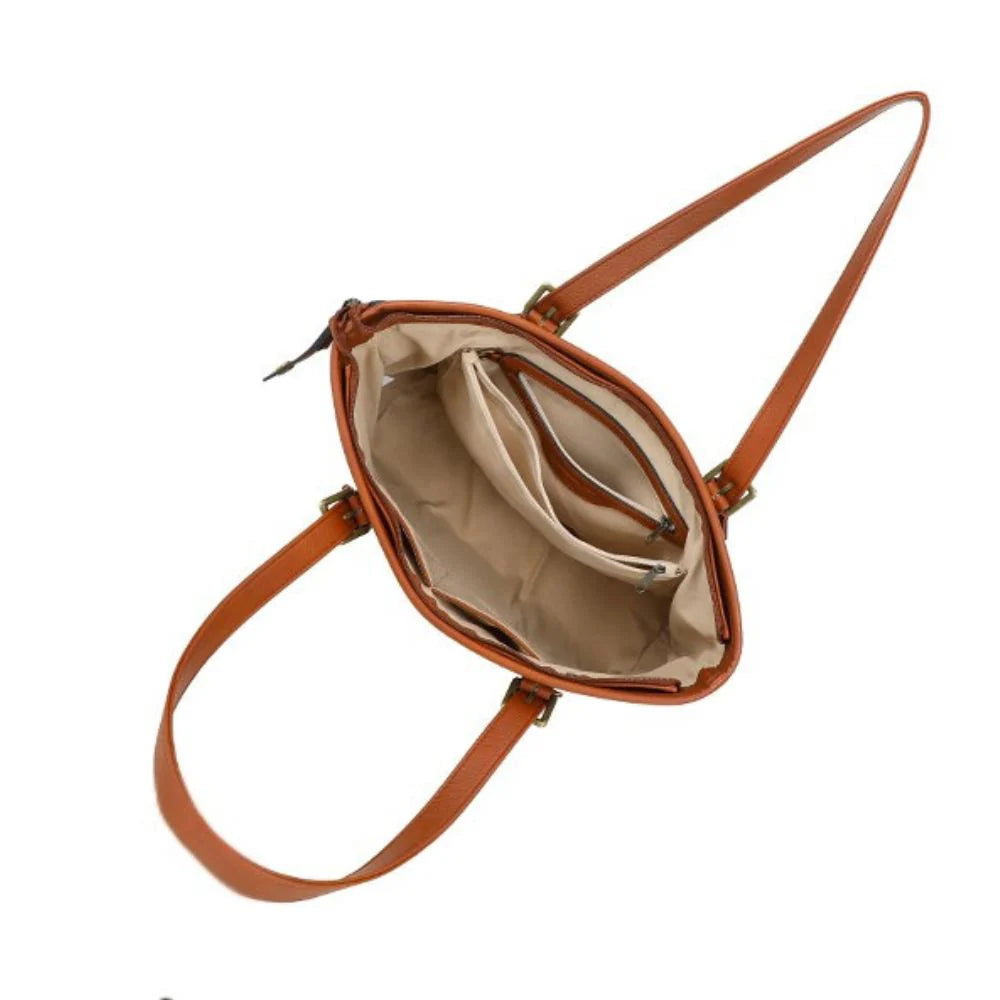 grand sac en cuir vegan marron camel