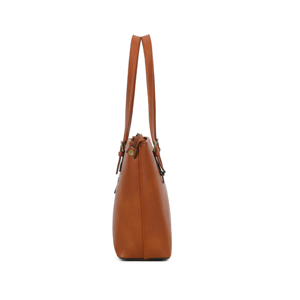 grand sac en cuir vegan marron camel