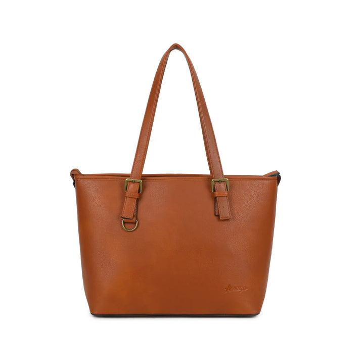 grand sac en cuir vegan marron camel