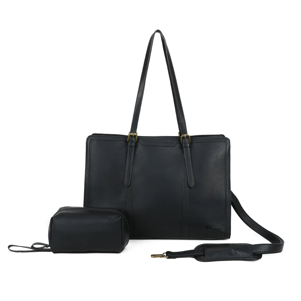 grand sac noir en cuir vegan