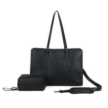 Load image into Gallery viewer, grand sac noir en cuir vegan