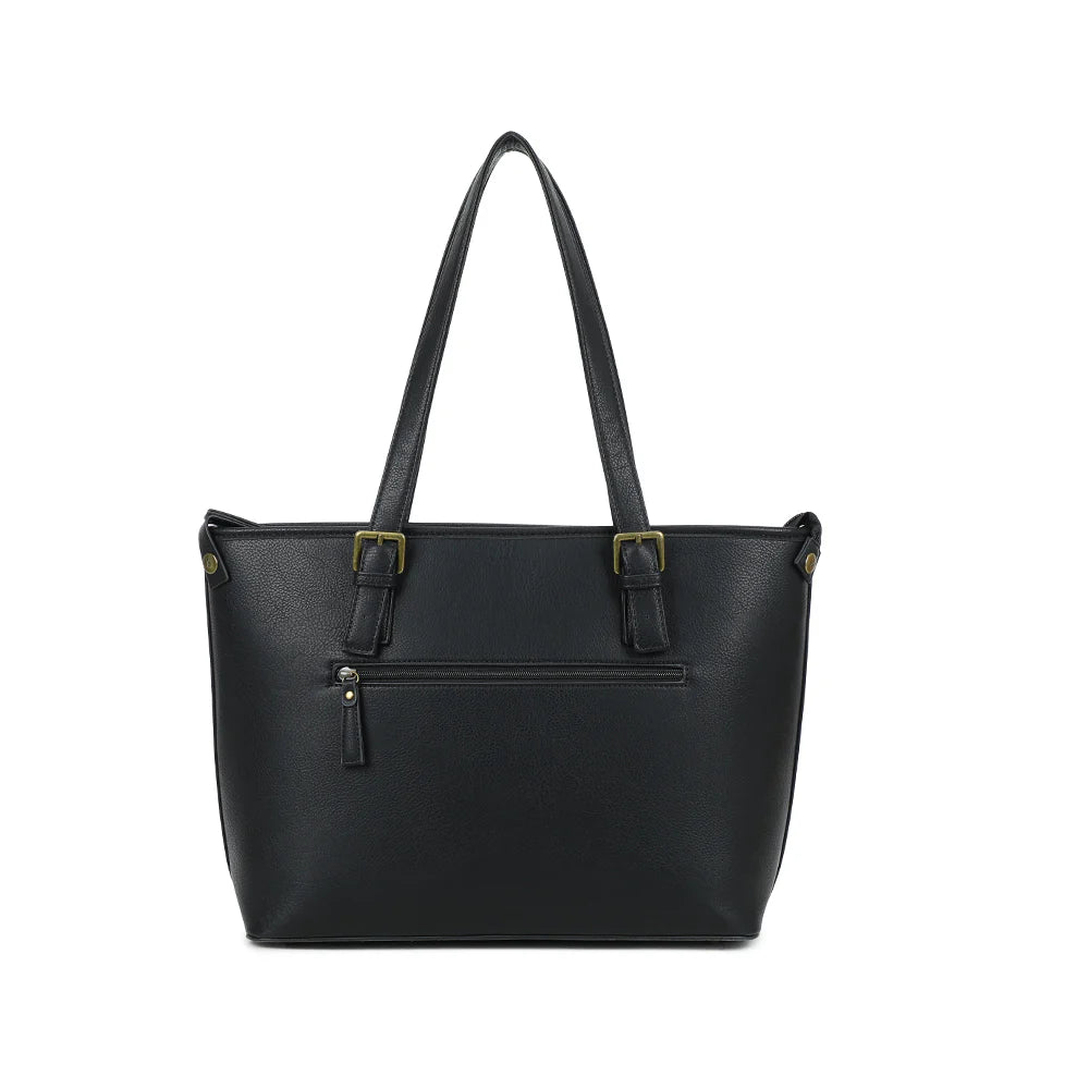 grand sac en cuir vegan noir
