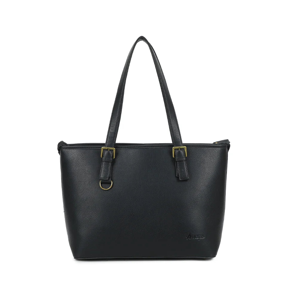 grand sac en cuir vegan noir