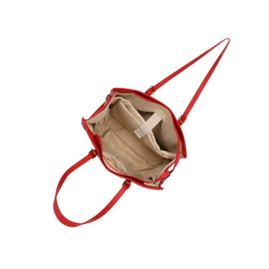 grand sac en cuir vegan rouge