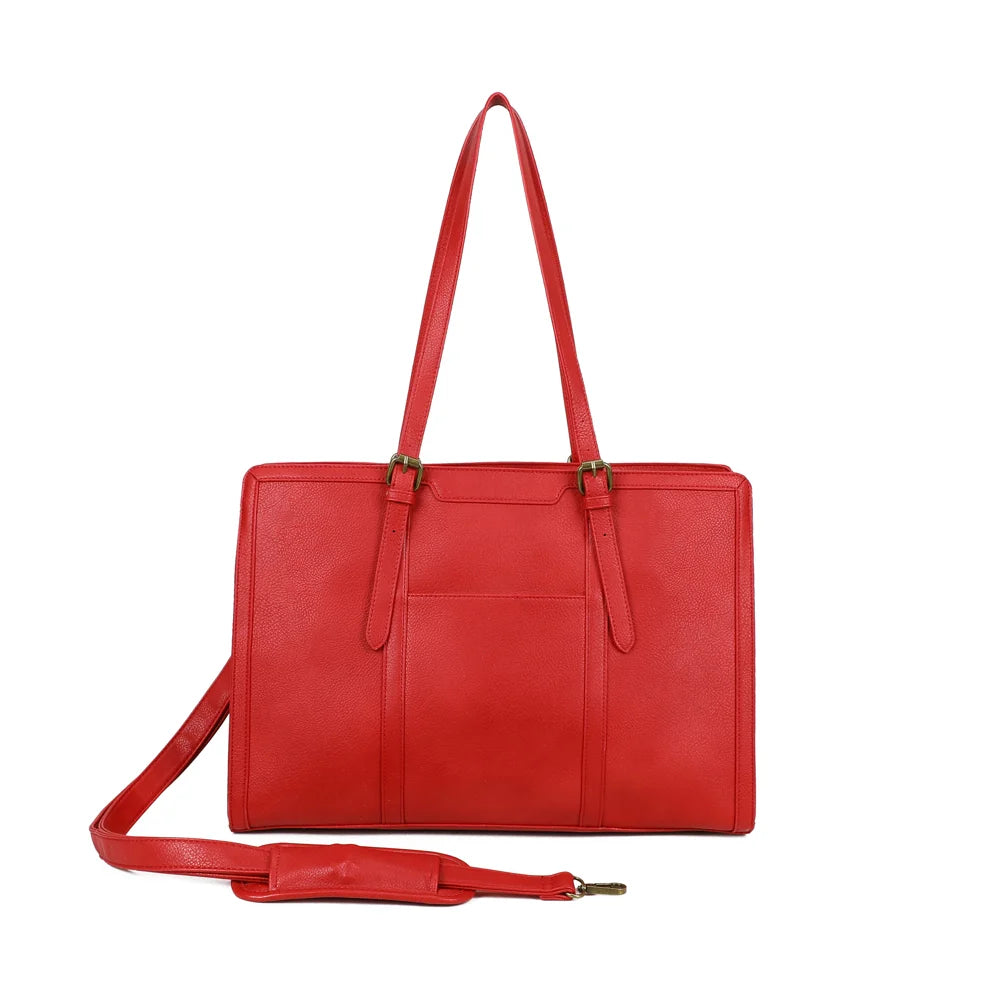 grand sac en cuir vegan rouge