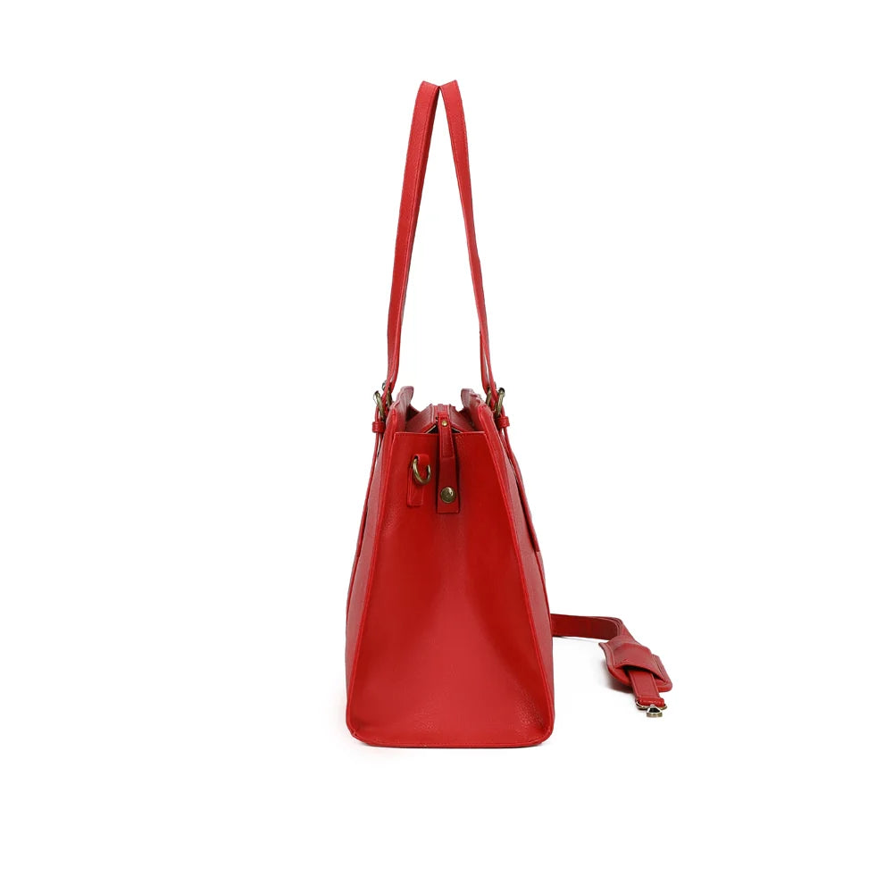 grand sac en cuir vegan rouge