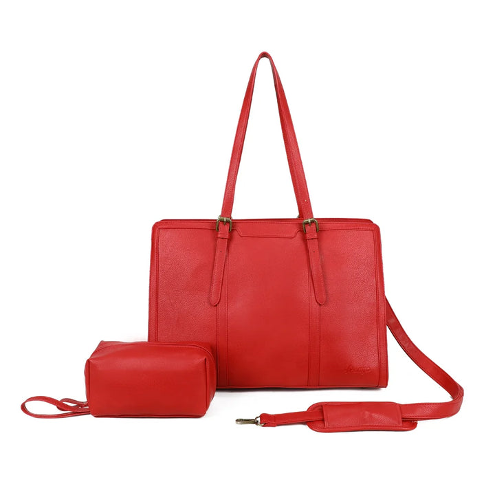 grand sac en cuir vegan rouge