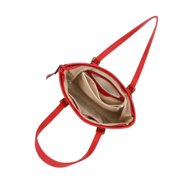 grand sac en cuir vegan rouge