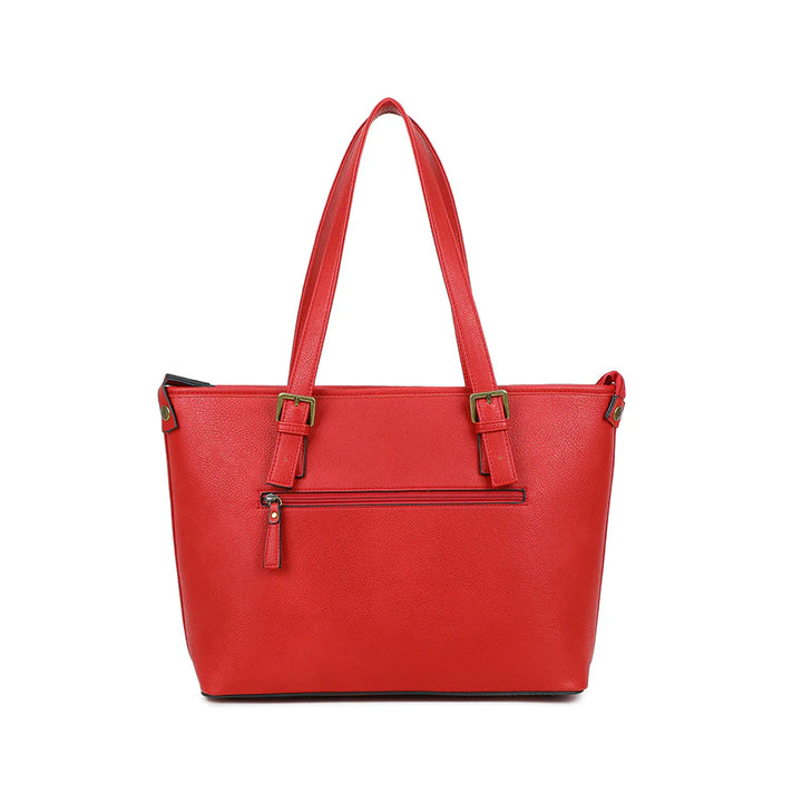 grand sac en cuir vegan rouge