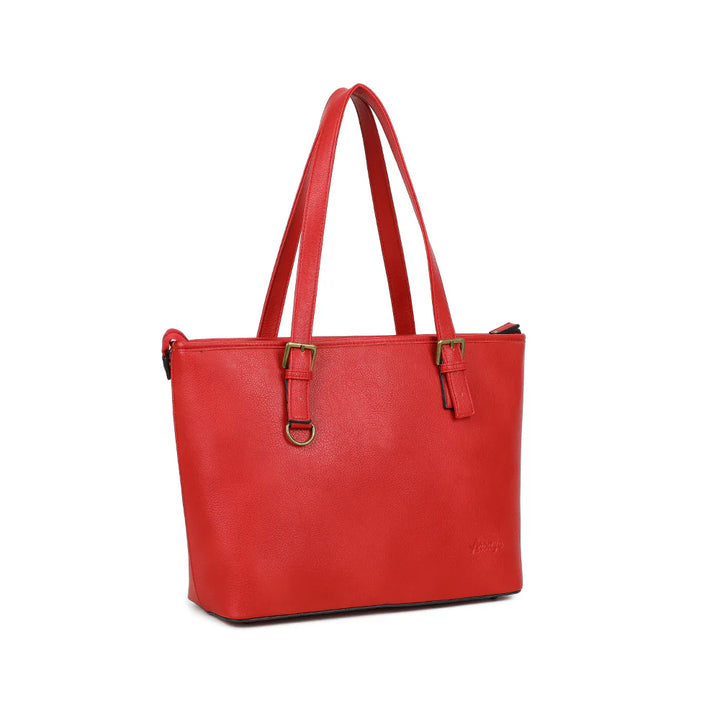 grand sac en cuir vegan rouge