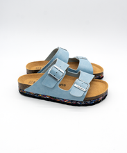 Charger l'image dans la galerie, Sandales en cuir vegan bleu, style mules  Birkenstock