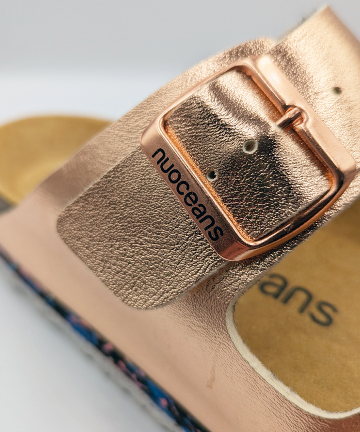 Sandales style Birkenstock or rosé métalisé