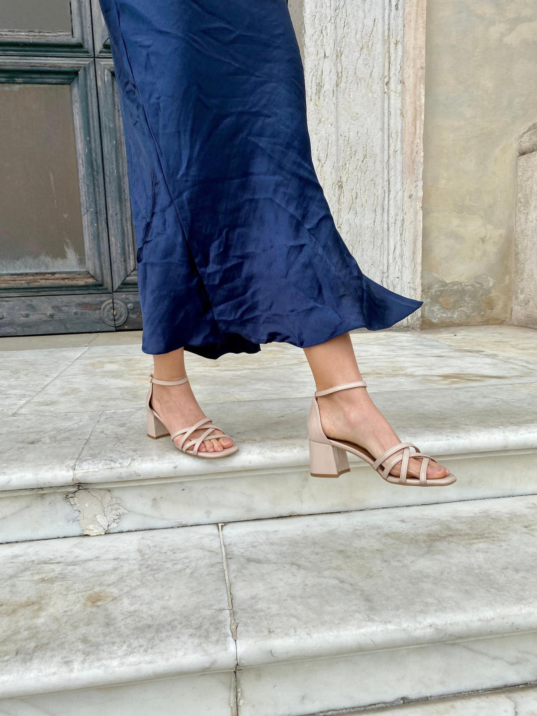 sandales à talon rose clair