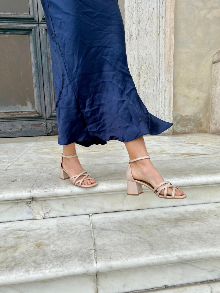 sandales à talon rose clair